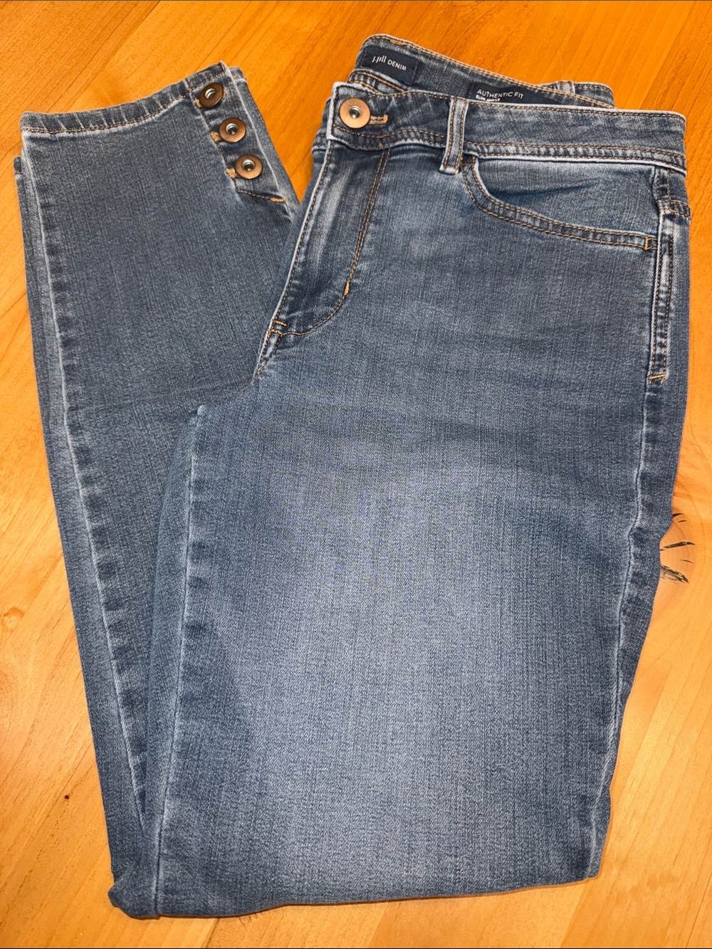 J. Jill  Blue Slim Ankle Jeans with Button Hem